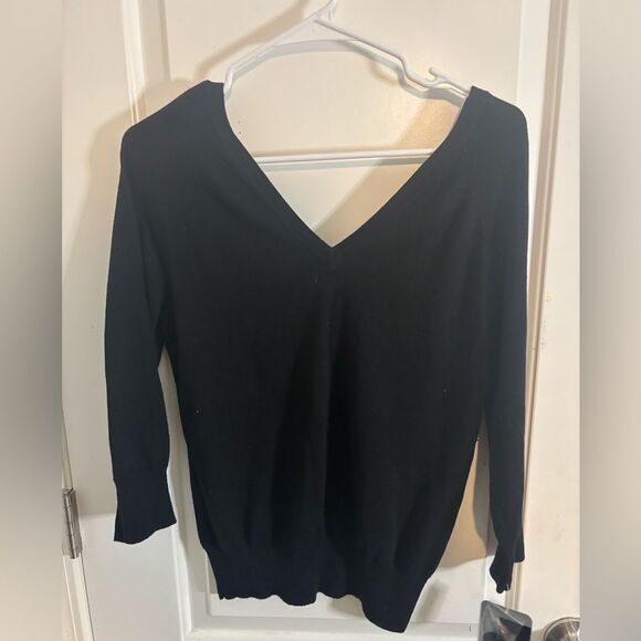 Massimo dutti x target Black V-Neck Sweater silk cotton size L NWT - Picture 1 of 3
